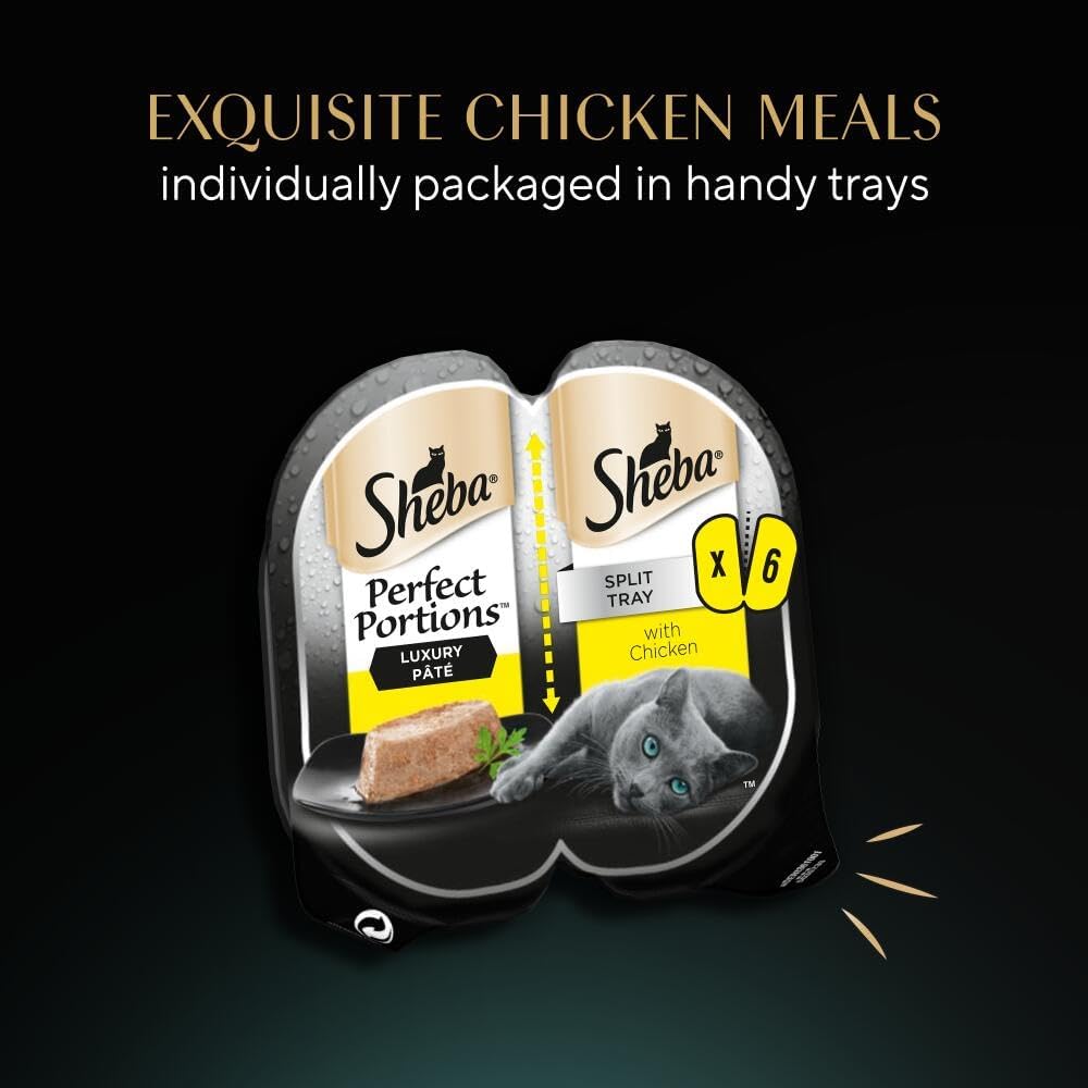 Sheba Perfect Portions Cat Food Tray with Chicken in Loaf, 225 g (Pack of 8)