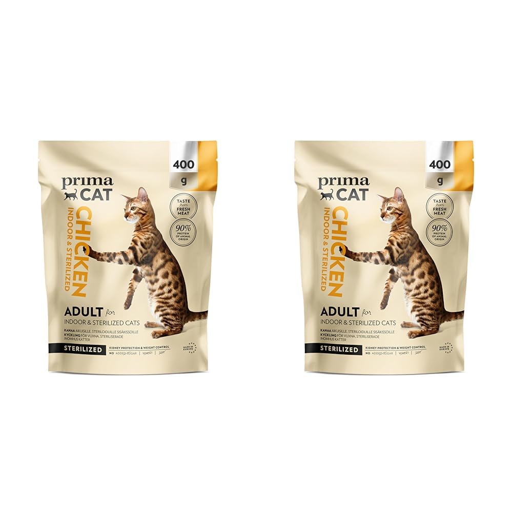PrimaCat - Complete Dry Chicken Flavoured Cat Food, Sterilised Adult Cat Food, 400g