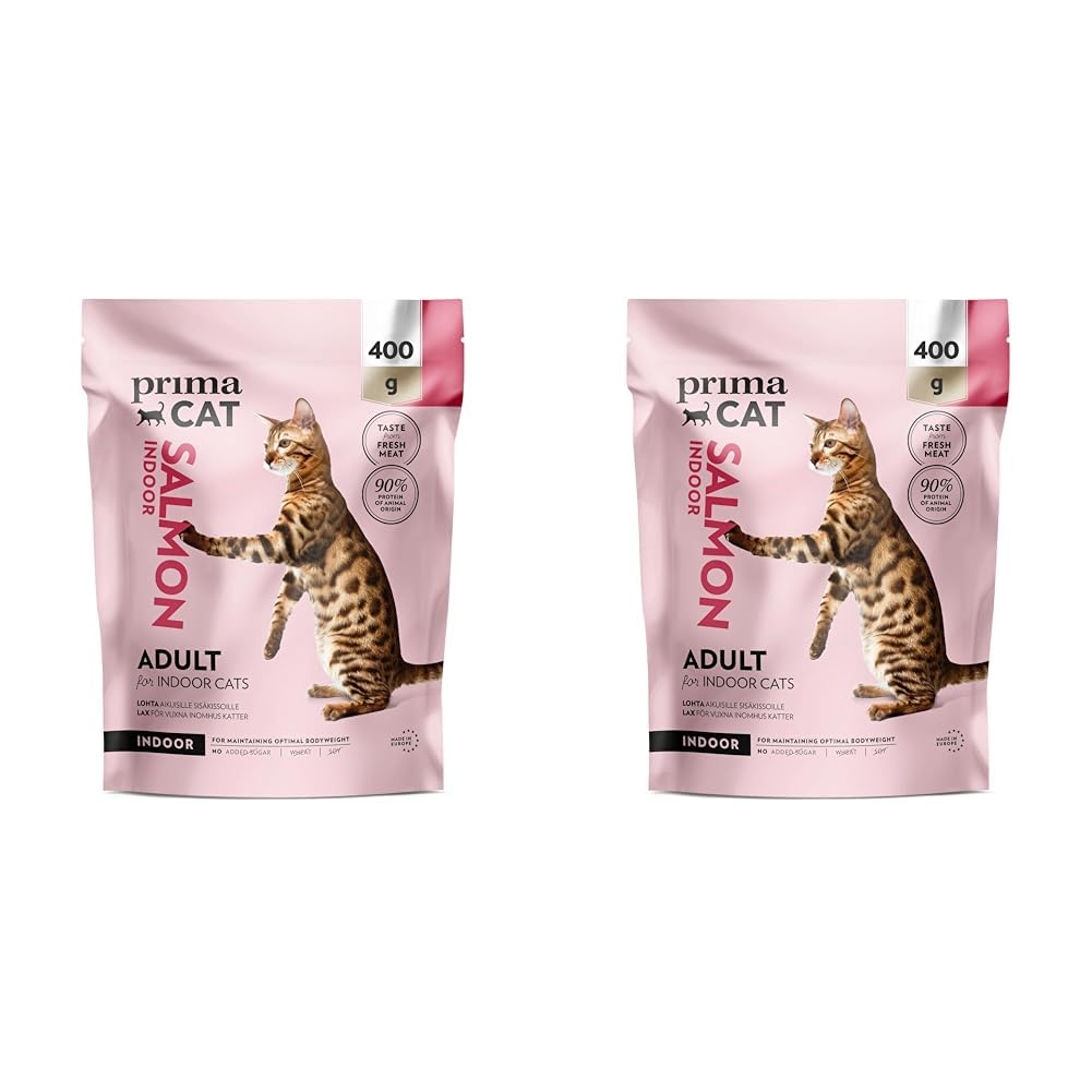 PrimaCat - Complete Dry Salmon Flavoured Cat Food, Indoor Adult Cat Food, 400g