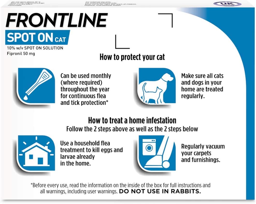 FRONTLINE Spot On Flea & Tick Treatment for Cats - 3 Pipettes