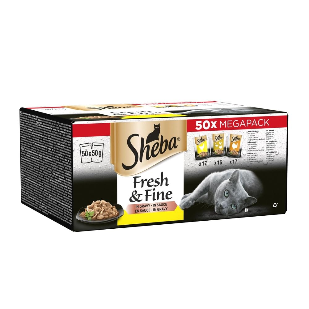 Sheba Cat Wet Food - Fresh and Fine - Cat Pouches Poultry in Gravy -3 x 15 x 50 g