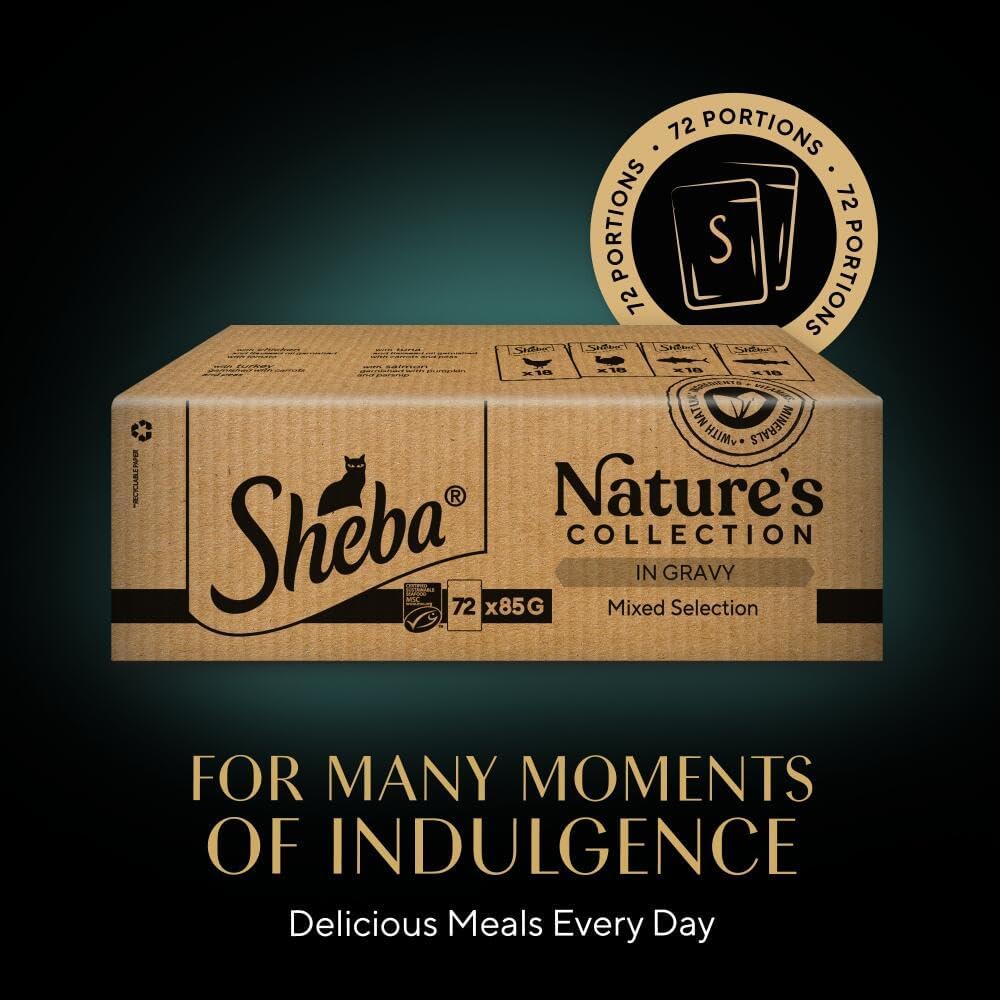 SHEBA Natures Collection Cat Pouches Mixed Selection in Gravy 72x85g pack