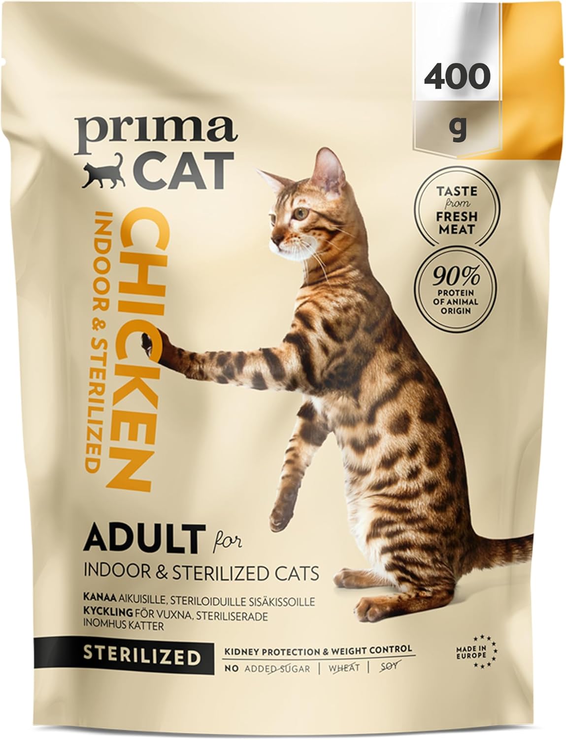 PrimaCat - Complete Dry Chicken Flavoured Cat Food, Sterilised Adult Cat Food, 400g