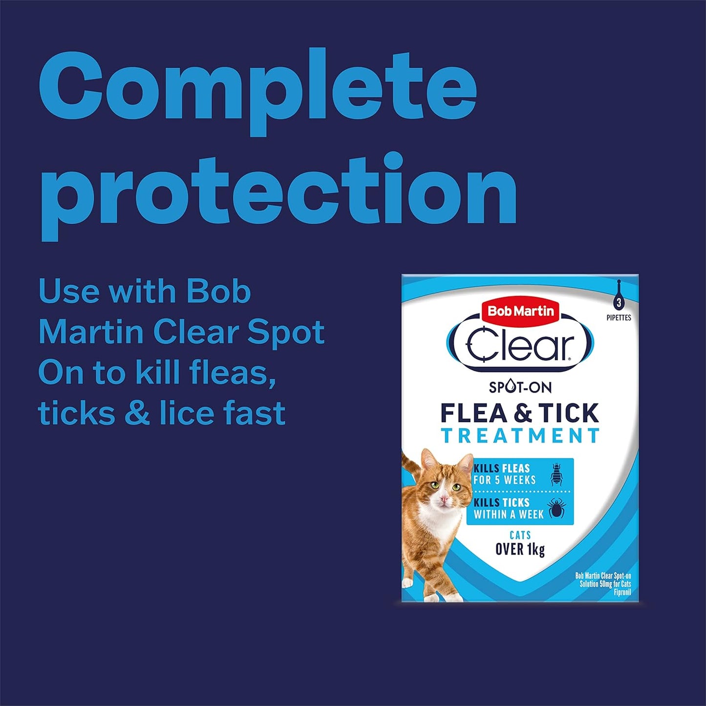 Bob Martin Clear Spot On Wormer for Cats & Kittens - 100% Effective Tapeworm Treatment (4 Pipettes)