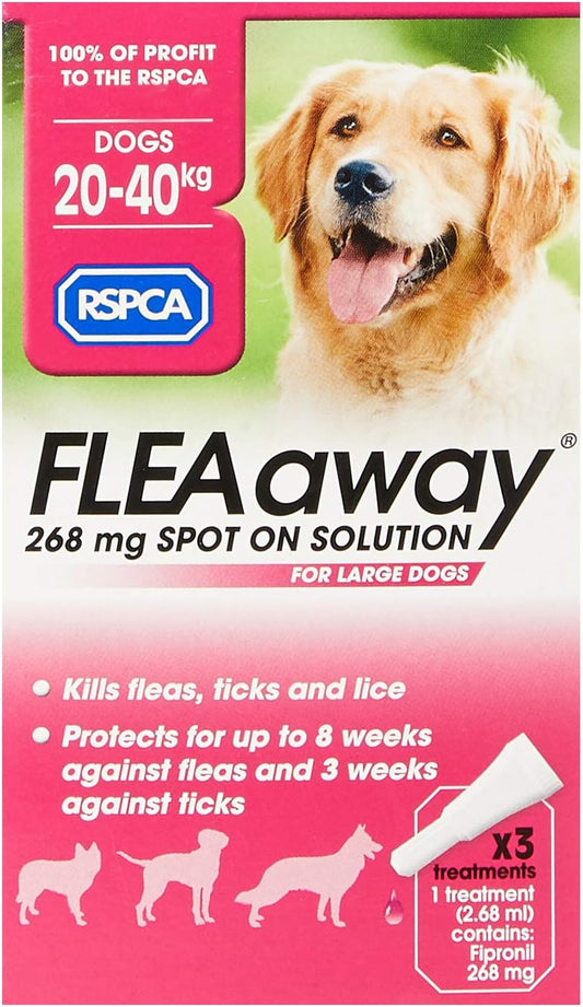 RSPCA FleaAway Spot-on Solution for Large Dogs, 268 mg Pink