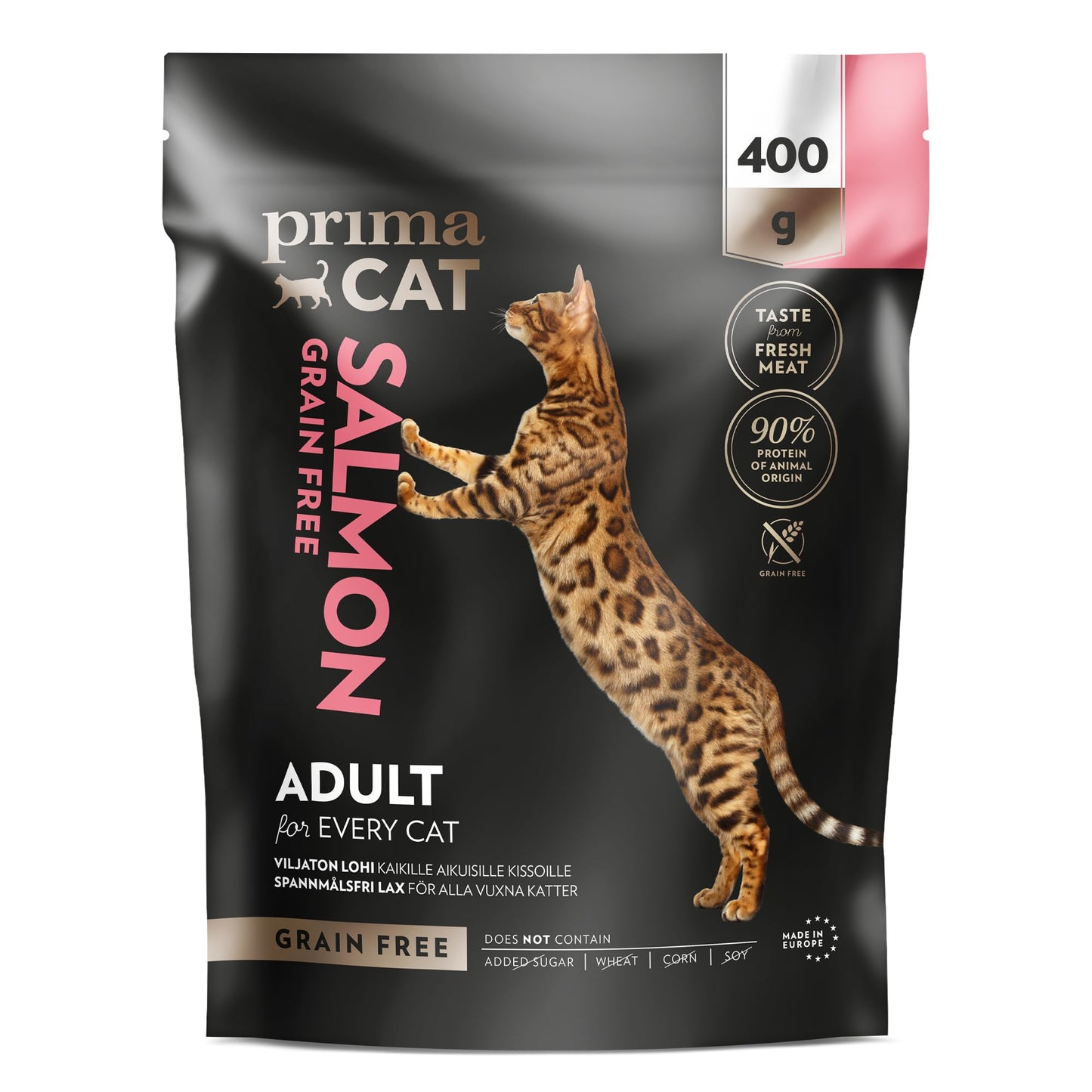 PrimaCat - Complete Dry Salmon Flavoured Cat Food, Indoor Adult Cat Food, 400g