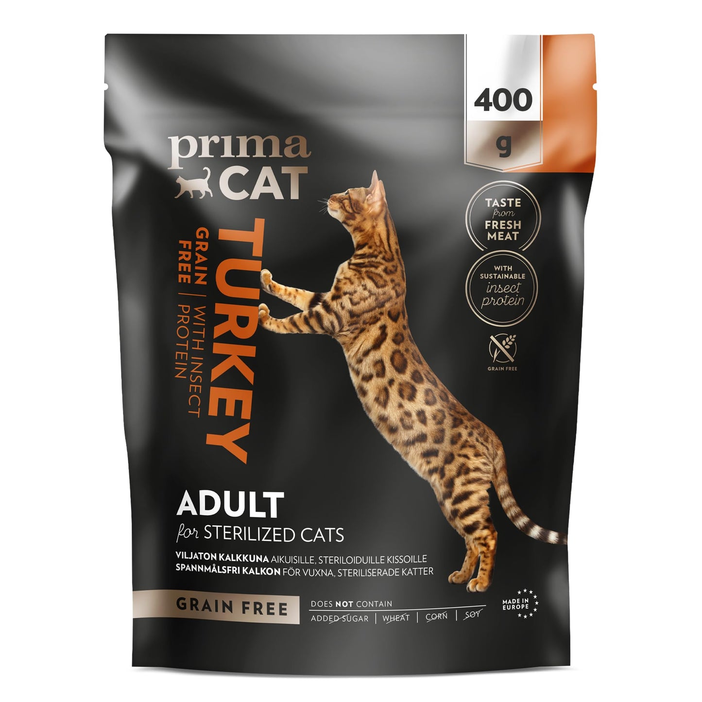 PrimaCat - Complete Dry Salmon Flavoured Cat Food, Indoor Adult Cat Food, 400g