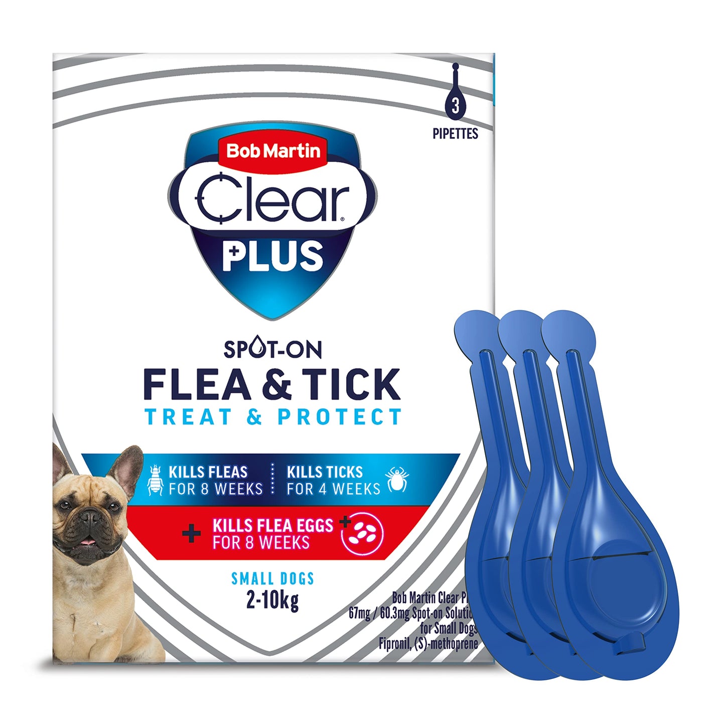 Bob Martin Clear Spot On Flea Treatment for Medium Dogs (10-20kg) - Kills Fleas & Ticks (3 Pipettes)