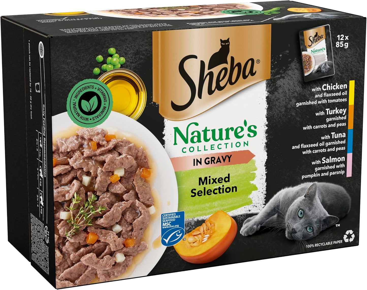 SHEBA Natures Collection Cat Pouches Mixed Selection in Gravy 4x12x85g pack