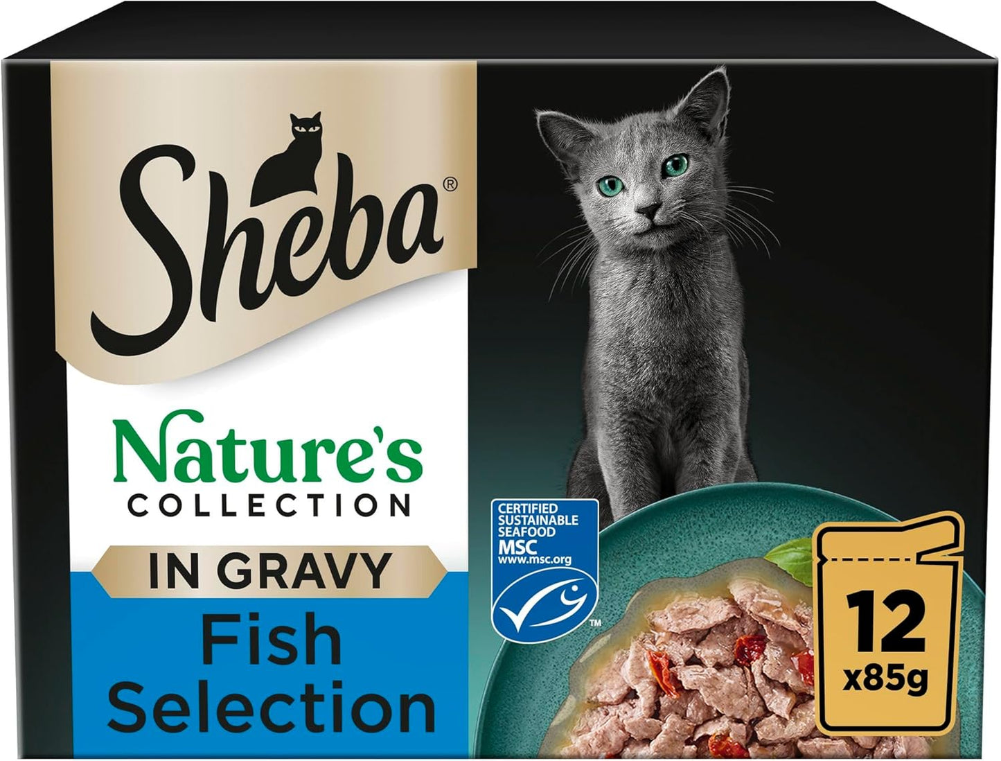 SHEBA Natures Collection Cat Pouches Fish Collection in Gravy 12x85g (pack of 4)