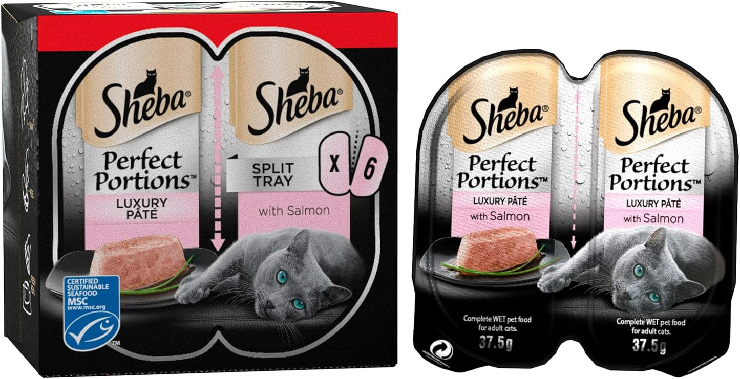Sheba Perfect Portions Salmon in Loaf, Adult wet cat food in Mini Trays, 24 x (2 x 37.5 g)