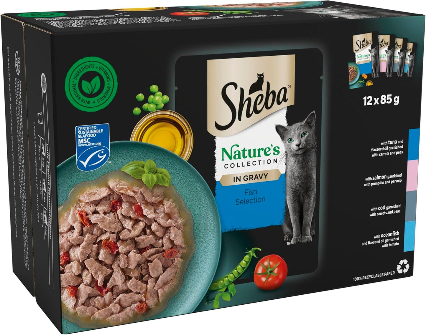 SHEBA Natures Collection Cat Pouches Fish Collection in Gravy 12x85g (pack of 4)