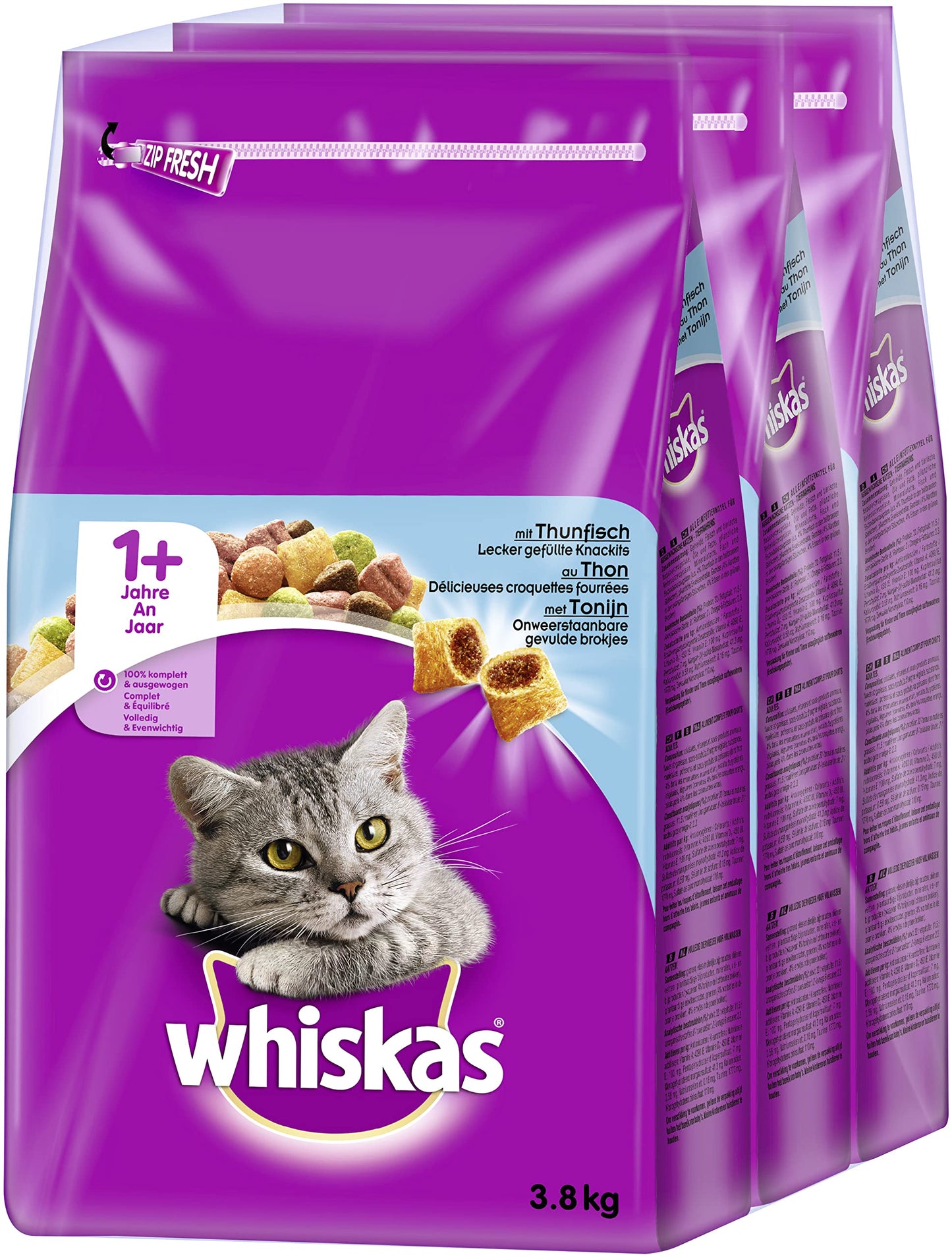 Whiskas 1+ Tuna 1.9kg Bag, Adult Cat Dry Food