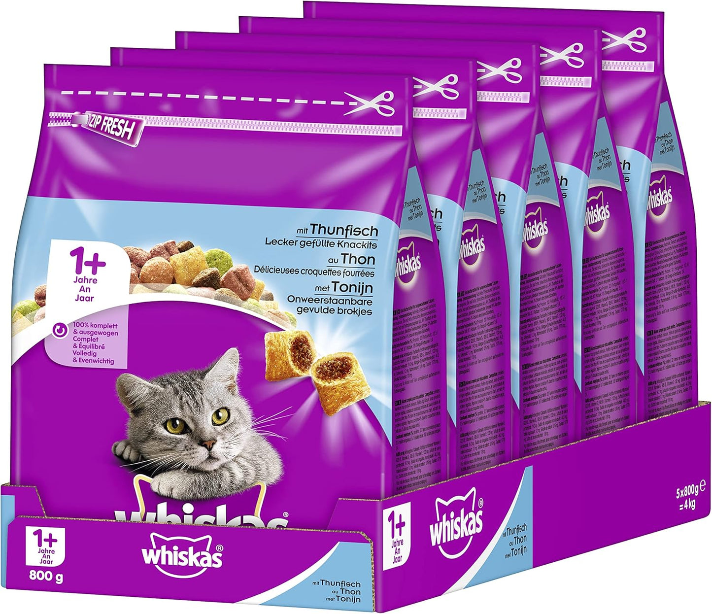 Whiskas Cat Food Dry Adult Cat Food from 1 year (5 x 800 g)