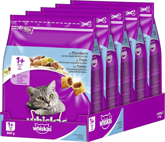Whiskas Cat Food Dry Adult Cat Food from 1 year (5 x 800 g)