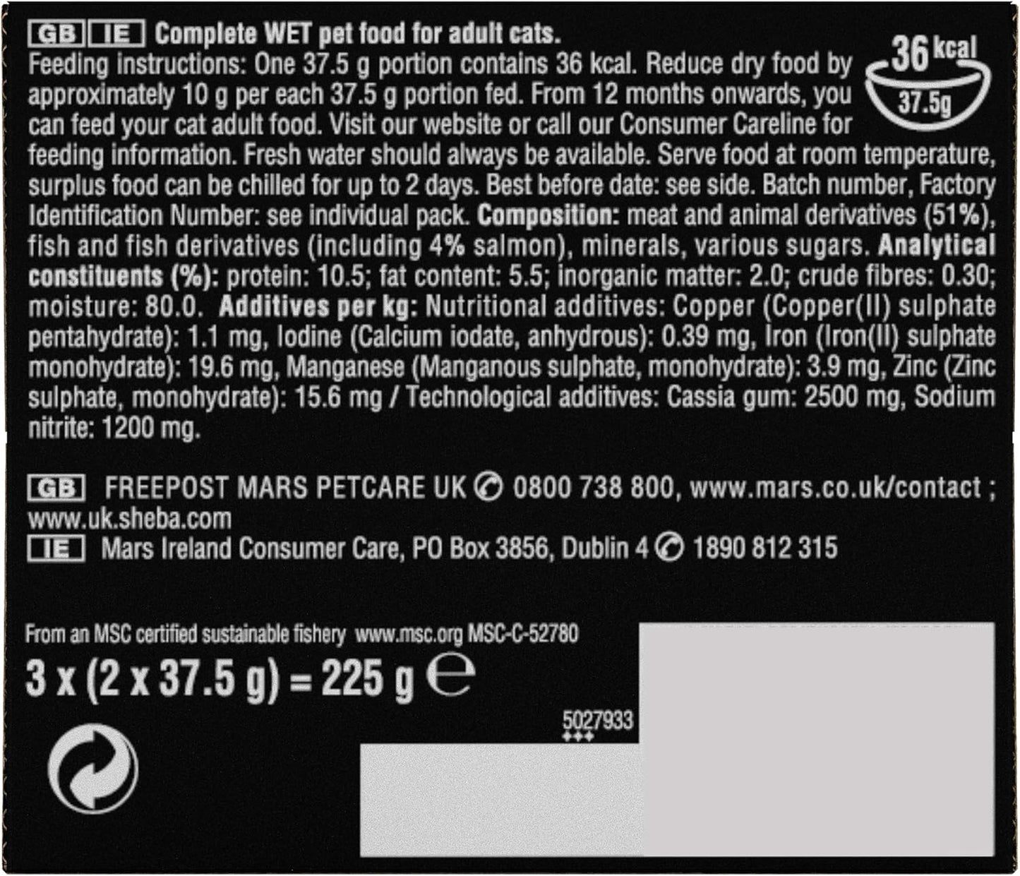 Sheba Perfect Portions Salmon in Loaf, Adult wet cat food in Mini Trays, 24 x (2 x 37.5 g)