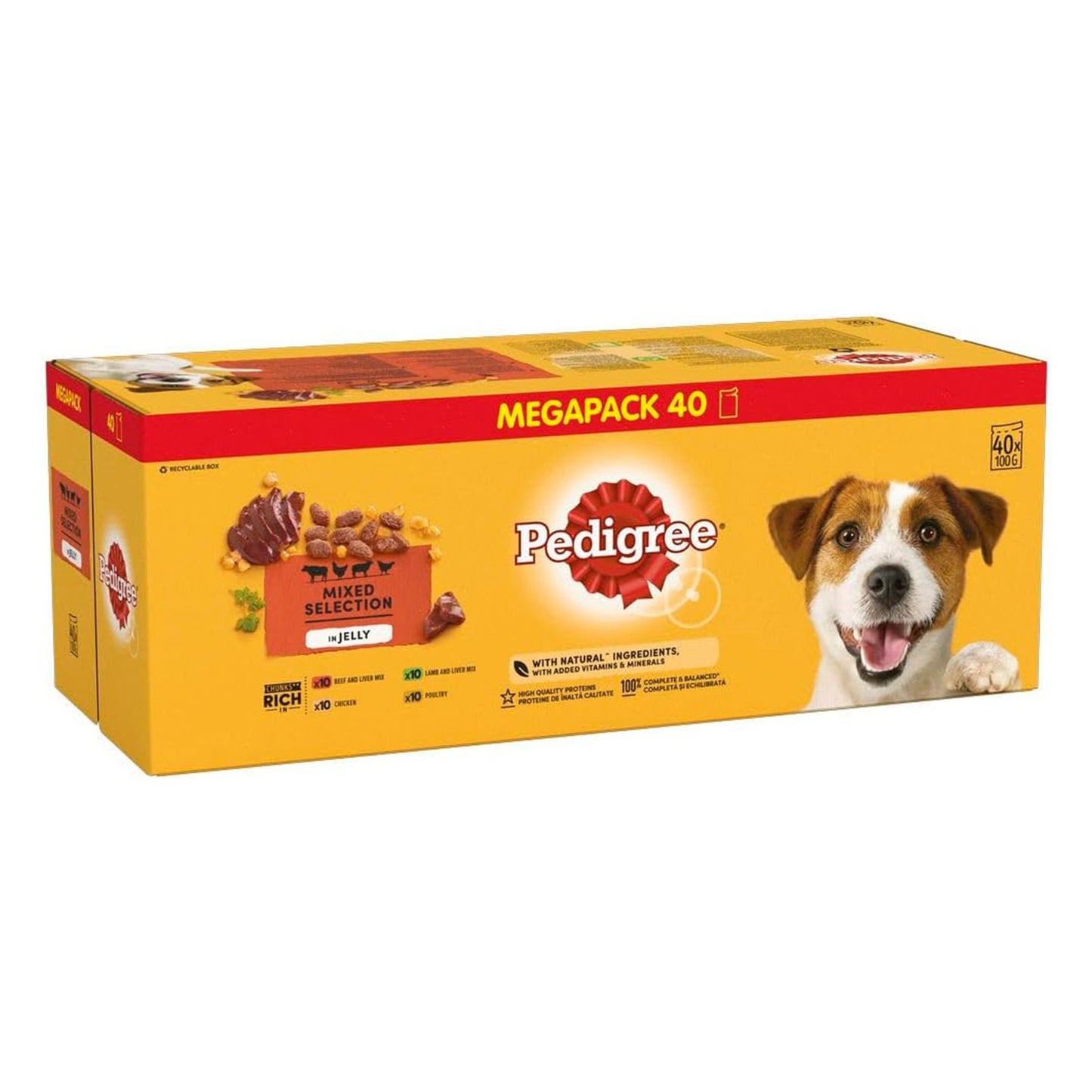 Pedigree Mixed Selection in Jelly 40 Pouches, Adult Wet Dog Food, Megapack (40 x 100 g)