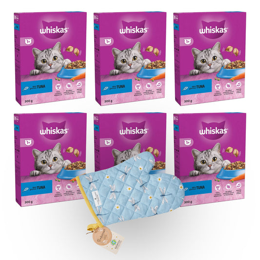 Pack of 6 Tuna Adult Dry Cat Food 300g - Complete dry pet food for adult cats 1+ One Plus 6x300g=1800g| Single Oven Gloves