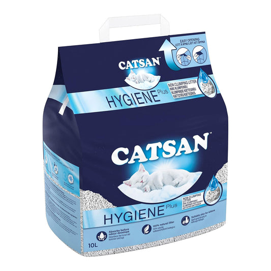 Catsan Hygiene Non-Clumping Cat Litter, 100 Percent Natural, Absorbent, 10 Litre, White