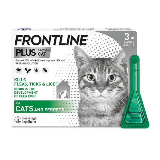 FRONTLINE Plus Flea & Tick Treatment for Cats and Ferrets - 6 Pipettes