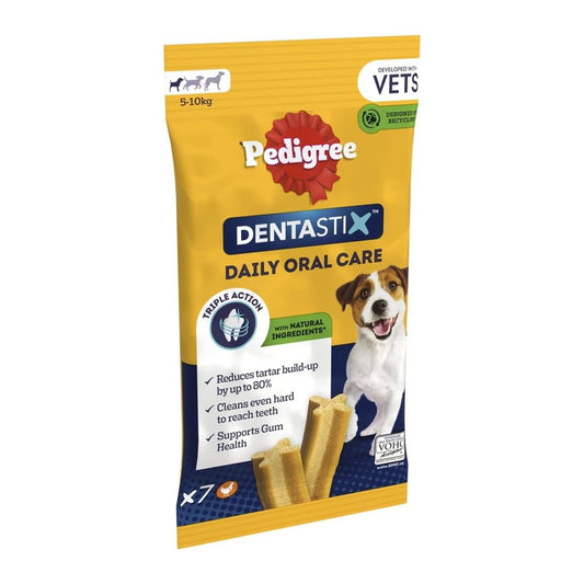 Pedigree Dentastix - Daily Dental Care Chews, Small Dog Treats from 5-10 kg, 10 Bags (10 x 110 g/Total of 70 Sticks)