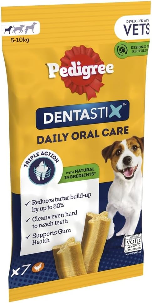 Pedigree Dentastix - Daily Dental Care Chews, Small Dog Treats from 5-10 kg, 10 Bags (10 x 110 g/Total of 70 Sticks)