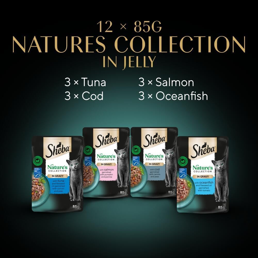 SHEBA Natures Collection Cat Pouches Fish Collection in Gravy 12x85g (pack of 4)