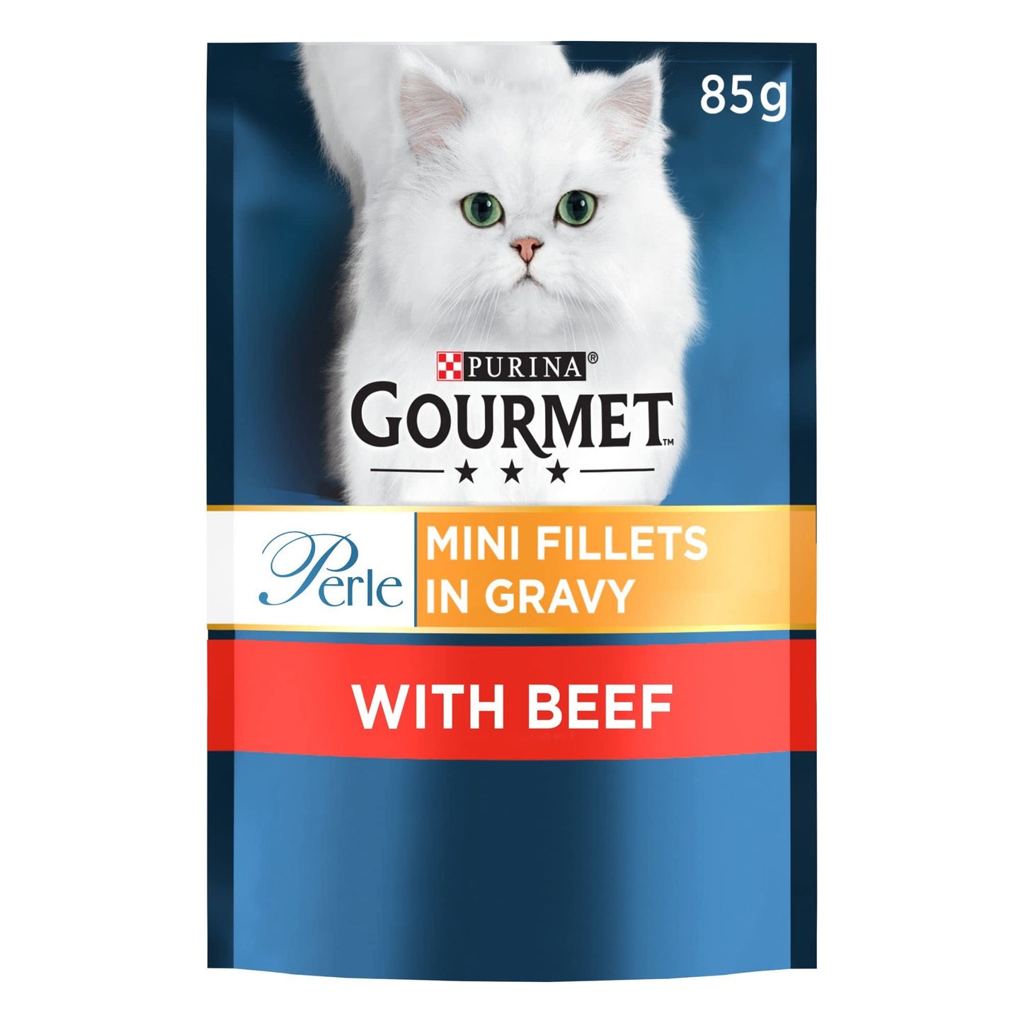 Gourmet Perle Adult Wet Cat Food Ocean Delicacies in Gravy with Salmon, Tuna, Plaice, Whitefish 4 x 12 x 85g Packs
