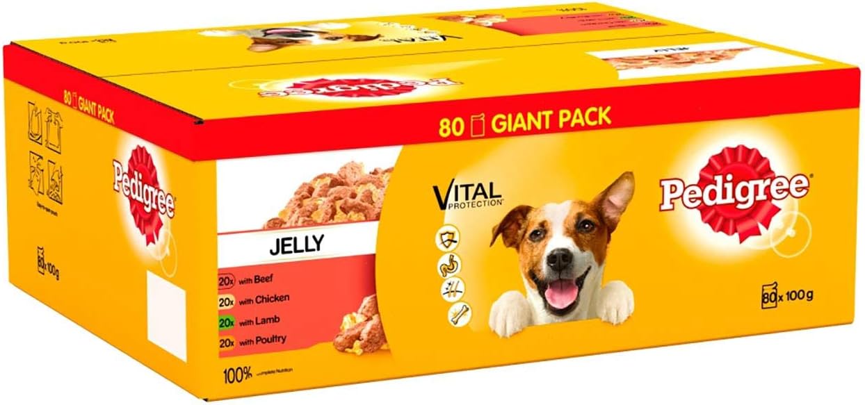 Pedigree Dog Pouches Mixed Selection in Jelly, Chicken, 80 x 100g