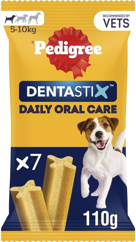 Pedigree Dentastix - Daily Dental Care Chews, Small Dog Treats from 5-10 kg, 10 Bags (10 x 110 g/Total of 70 Sticks)