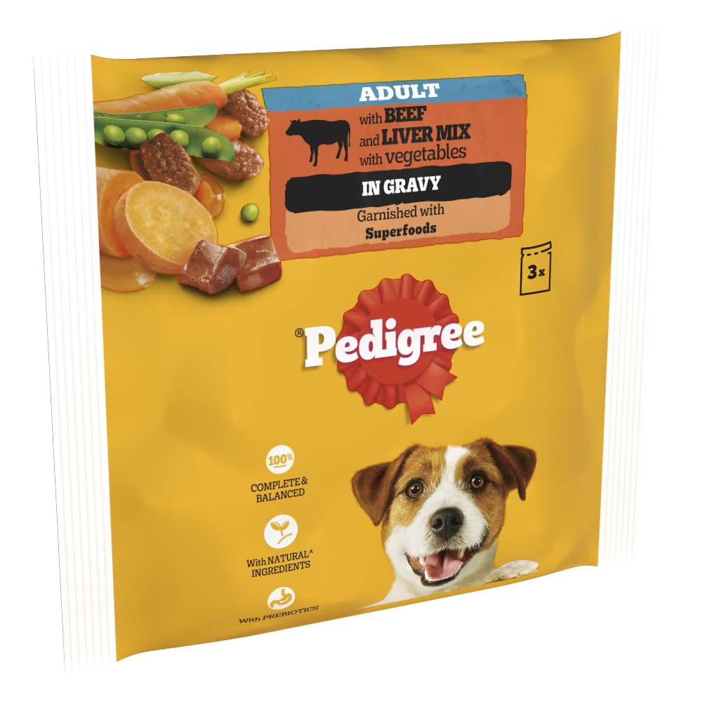 Pedigree Mixed Selection in Gravy 40 Pouches, Adult Wet Dog Food, Megapack (40 x 100 g)