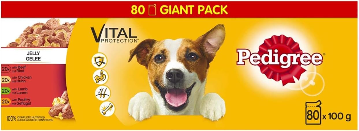 Pedigree Dog Pouches Mixed Selection in Jelly, Chicken, 80 x 100g