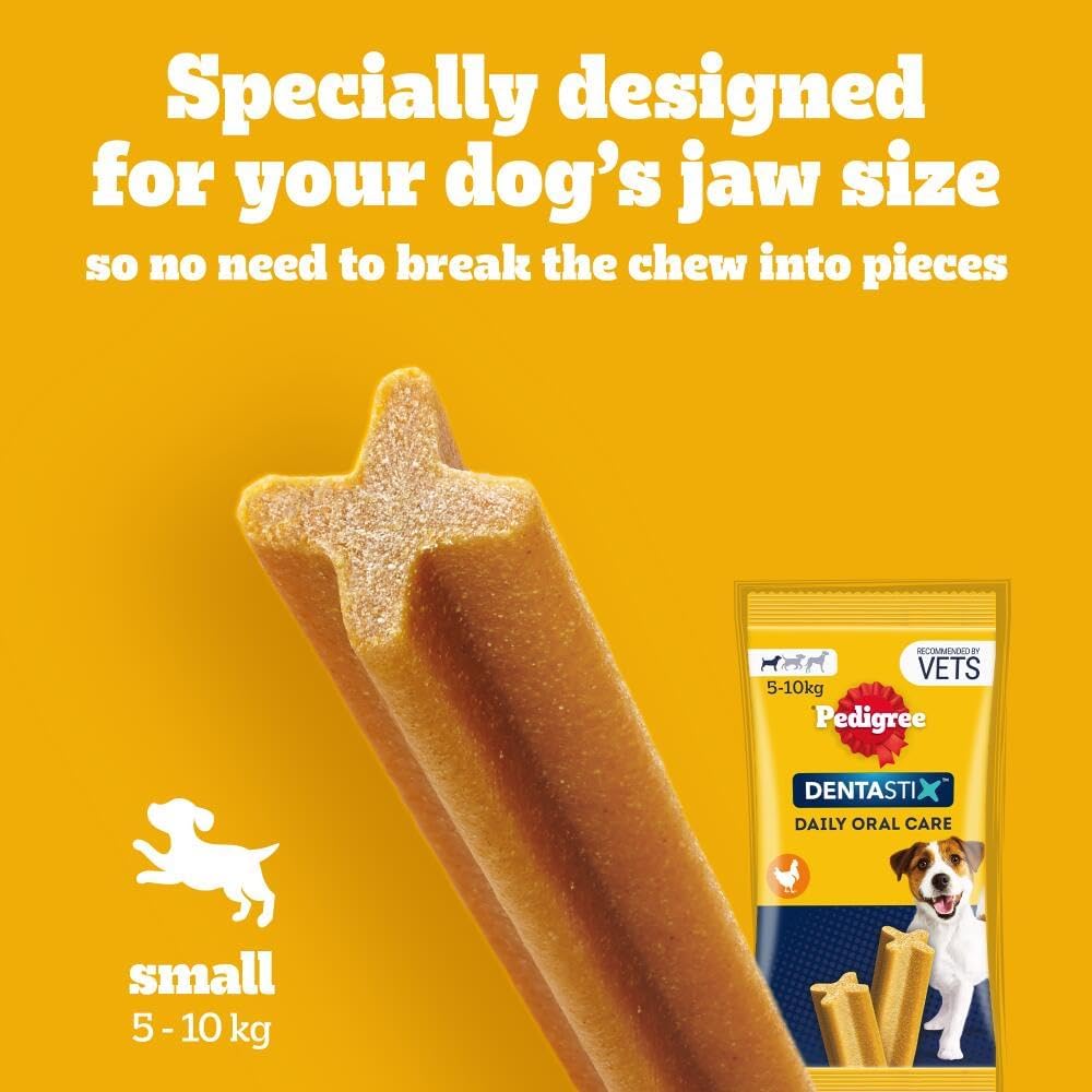 Pedigree Dentastix - Daily Dental Care Chews, Small Dog Treats from 5-10 kg, 10 Bags (10 x 110 g/Total of 70 Sticks)