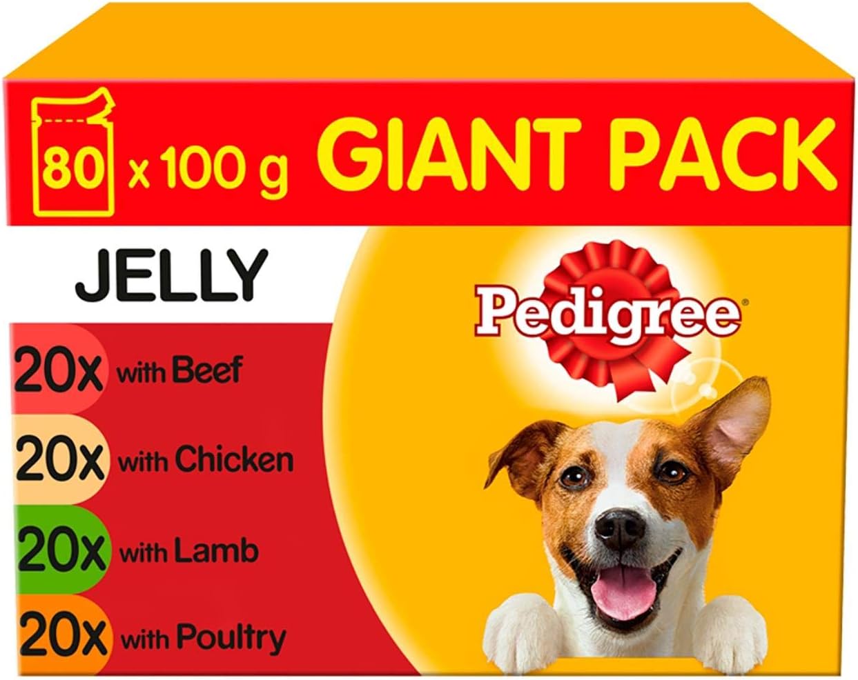 Pedigree Dog Pouches Mixed Selection in Jelly, Chicken, 80 x 100g