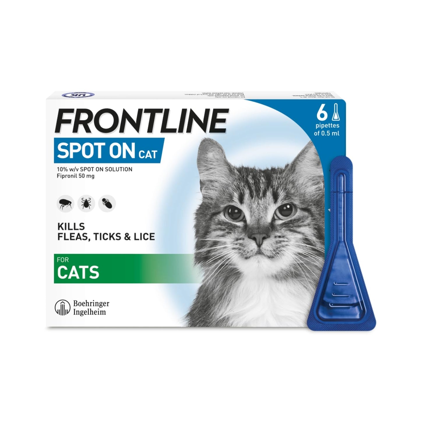 FRONTLINE Plus Flea & Tick Treatment for Cats and Ferrets - 3 Pipettes