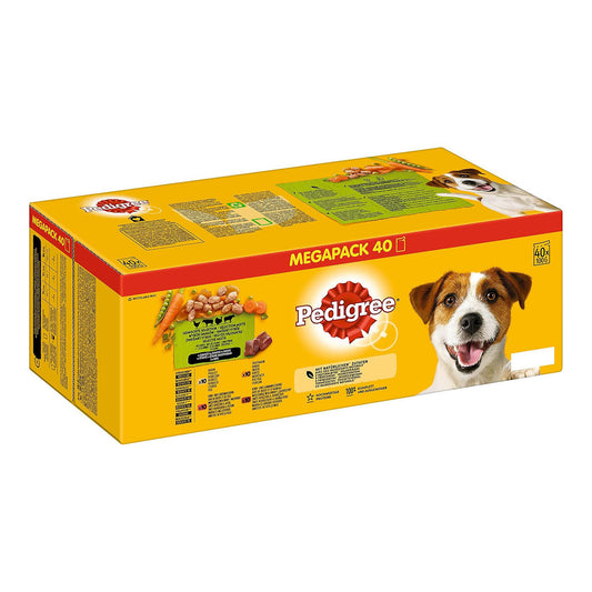 Pedigree Mixed Selection in Gravy 40 Pouches, Adult Wet Dog Food, Megapack (40 x 100 g)