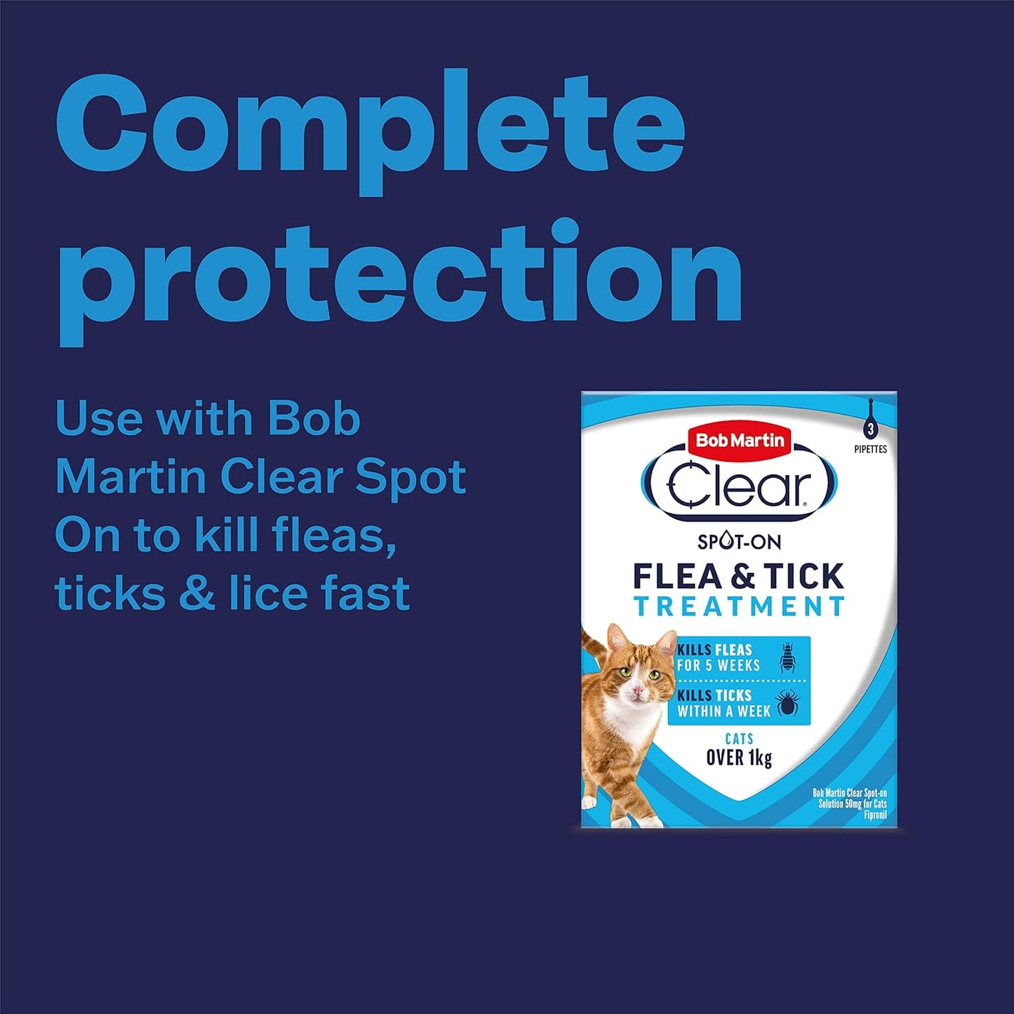 Bob Martin Clear Wormer Treatment for Cats (2 Tablets) - Suitable for Kittens, Clinically Proven Treatment