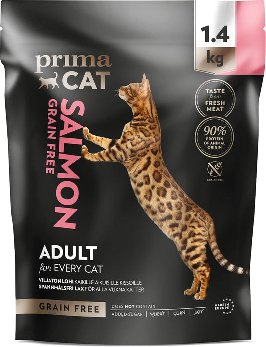 PrimaCat - Complete Dry Grain Free Salmon Flavoured Cat Food, Adult Cat Food, 1.4kg