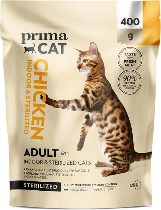 PrimaCat - Complete Dry Chicken Flavoured Cat Food, Sterilised Adult Cat Food, 400g