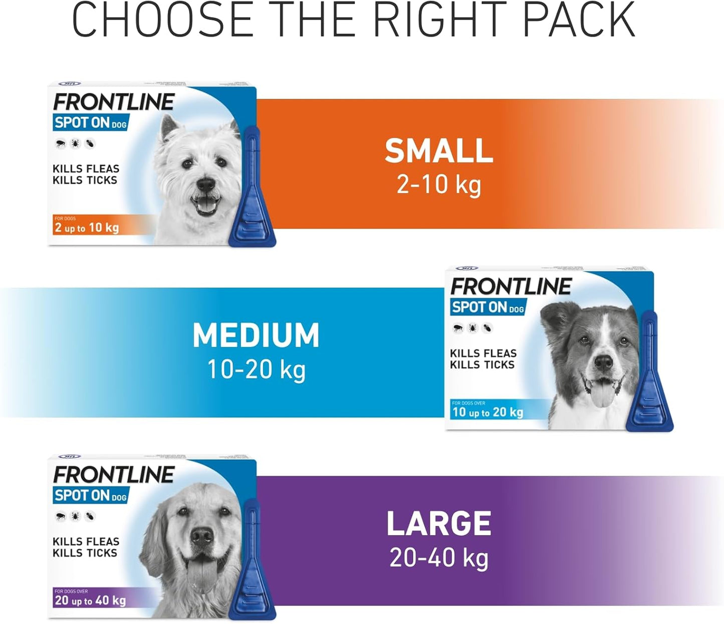 FRONTLINE Spot On Flea & Tick Treatment for Large Dog (20-40kg) 3 Pipettes