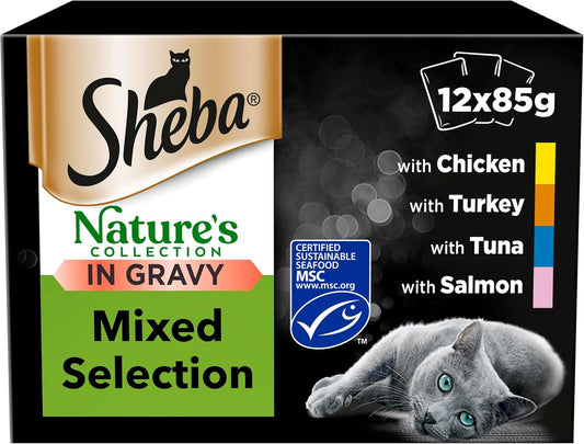 SHEBA Natures Collection Cat Pouches Mixed Selection in Gravy 4x12x85g pack