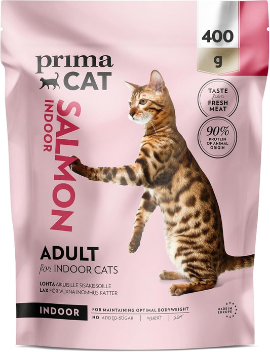 PrimaCat - Complete Dry Salmon Flavoured Cat Food, Indoor Adult Cat Food, 400g