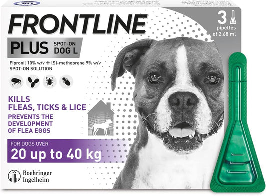 FRONTLINE Plus Flea & Tick Treatment for Large Dogs - 3 Pipettes
