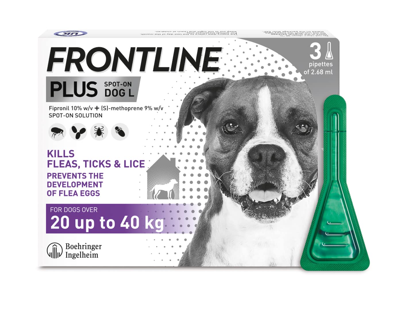 FRONTLINE Plus Flea & Tick Treatment for Medium Dogs (10-20 kg) - 6 Pipettes