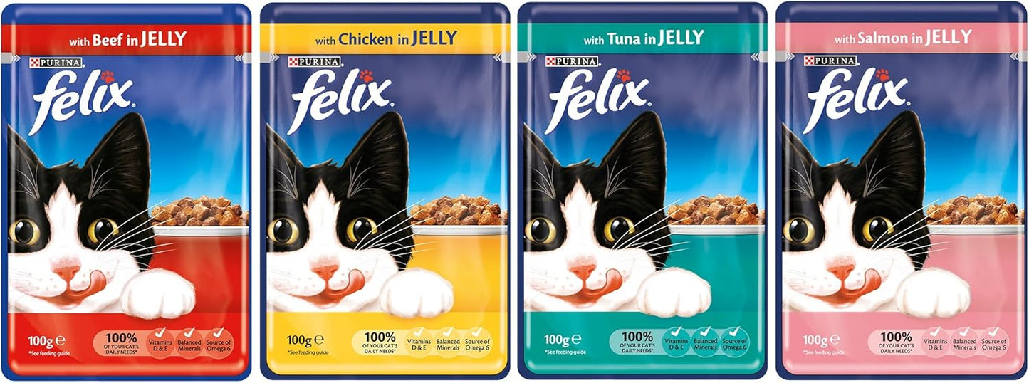 Felix Mixed Selection in Jelly Cat Food, 100 g x 80 Pouches