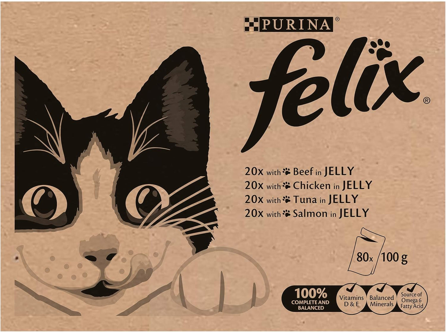 Felix Mixed Selection in Jelly Cat Food, 100 g x 80 Pouches
