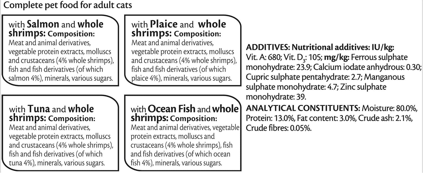 Gourmet Perle Adult Wet Cat Food Ocean Delicacies in Gravy with Salmon, Tuna, Plaice, Whitefish 4 x 12 x 85g Packs