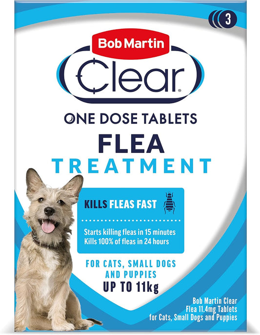 Bob Martin Clear Flea Treatment for Small Dogs and Puppies (3 Tablets) - Kills 100 Percent of Fleas within 24 Hours (up to 11kg)
