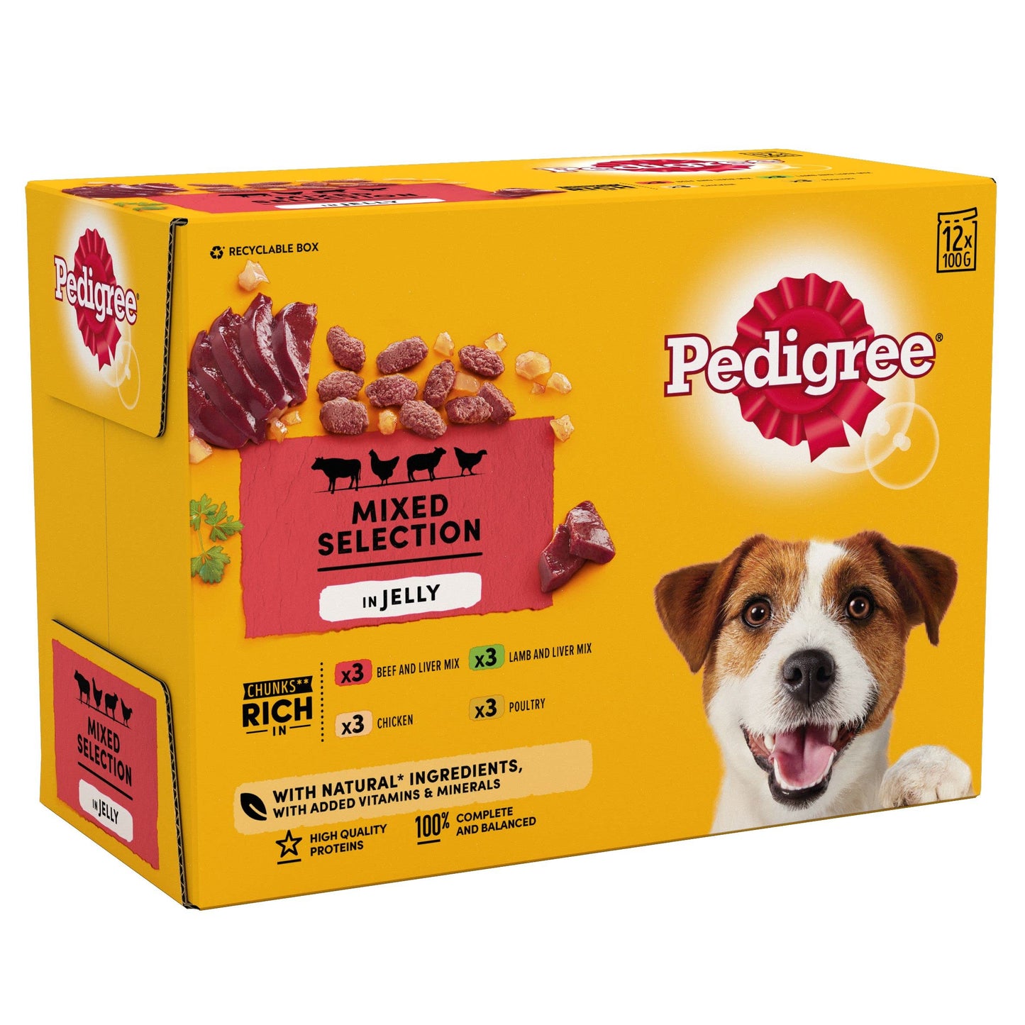 Pedigree Mixed Selection in Jelly 40 Pouches, Adult Wet Dog Food, Megapack (40 x 100 g)
