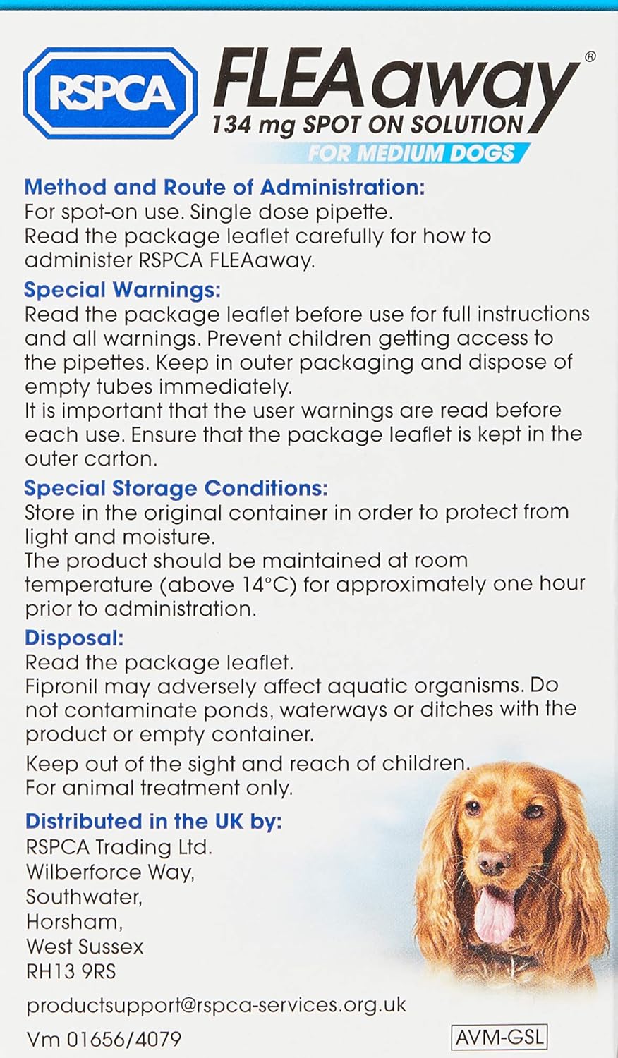 RSPCA FleaAway Spot On Solution for Medium Dogs, 134 mg